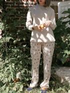 Shein Pocket Pullover & Cartoon Print Pants Pj Set