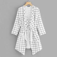 Shein Plus Waterfall Collar Grid Coat