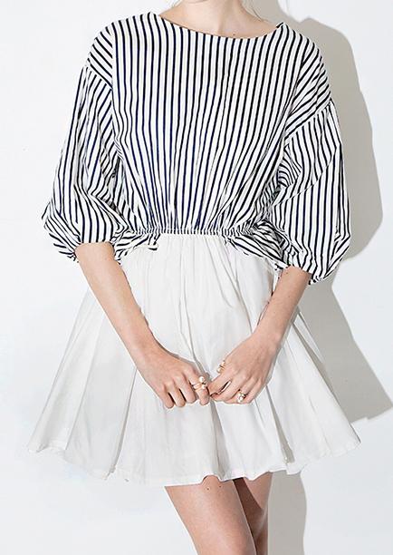 Shein Multicolour Round Neck Vertical Striped Flare Dress