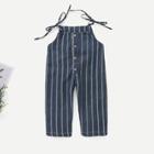 Shein Toddler Girls Button Detail Striped Cami Jumpsuit
