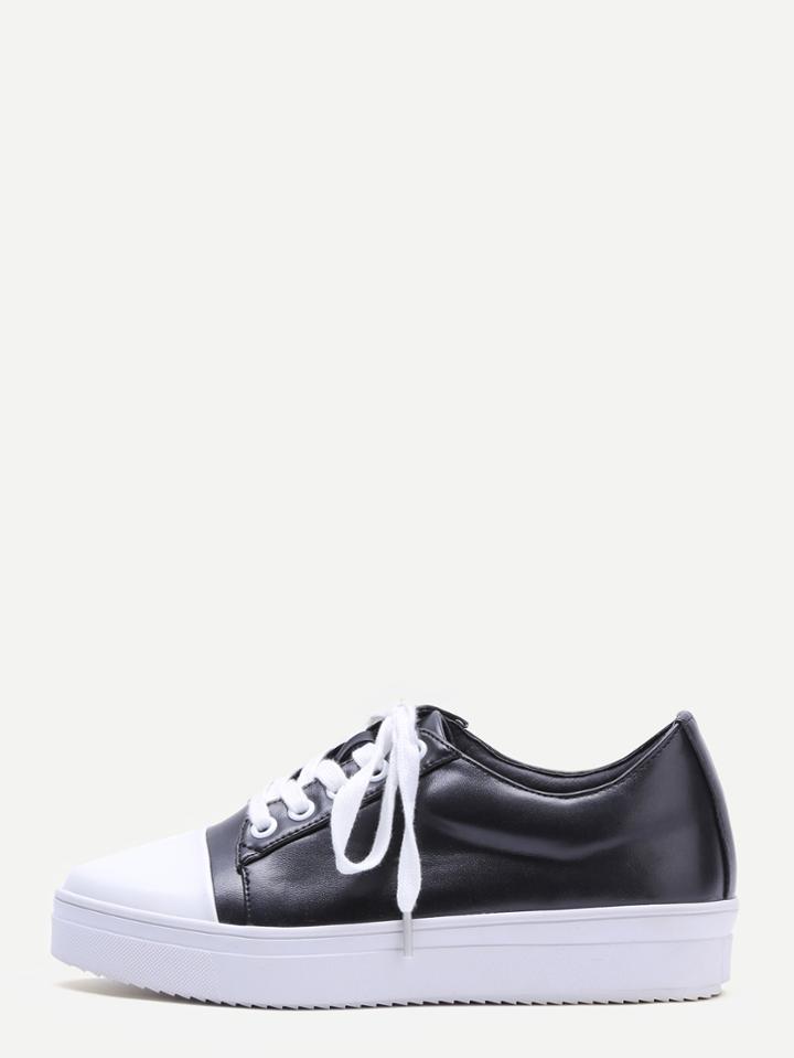 Shein Black Contrast Tone Lace Up Shoes