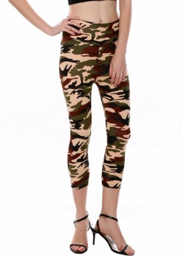 Rosewe Camouflage Print Mid Waist Mid Calf Leggings