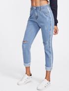 Shein Knee Rips Rolled Hem Jeans