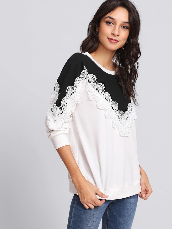 Shein Cut And Sew Applique Pullover