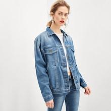 Shein Cut And Sew Bleached Wash Denim Jacket