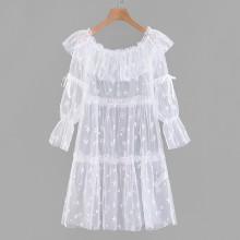Shein Ruffle Layered Embroidered Mesh Cover Up
