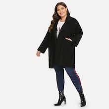 Shein Plus Pocket Side Solid Outerwear