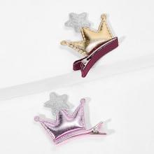 Shein Girls Crown & Star Decorated Hair Clip 2pcs