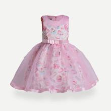 Shein Girls Candy Pattern Mesh Overlay Ball Gown