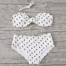 Shein Scalloped Trim Dot Print Bikini Set