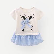 Shein Girls Cartoon Print Contrast Hem 2 In 1 Dress