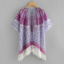 Shein Fringe Hem Kimono Cover Up