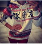 Shein Christmas Snowflake Women's Long Sleeve Printing Hooded Sweater