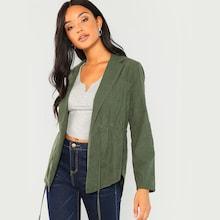 Shein Notch Collar Drawstring Waist Coat