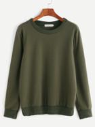 Shein Army Green Long Sleeve Sweatshirt