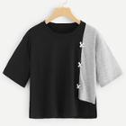 Shein Cut And Sew Panel Criss Cross Tee