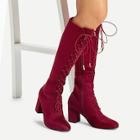 Shein Block Heeled Lace-up Boots