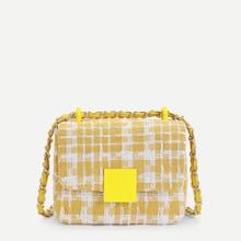 Shein Plaid Flap Crossbody Chain Bag