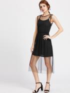 Shein Contrast Sheer Mesh Overlay Dress