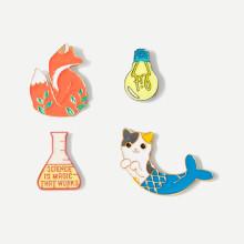 Shein Fox & Cat Brooch Set 4pcs
