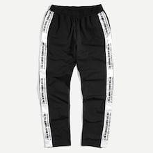Shein Men Letter Print Elastic Waist And Button Side Pants