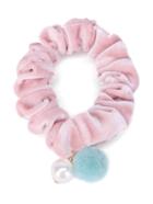 Shein Velvet Scrunchie Hair Tie With Pom Pom