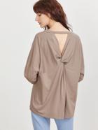 Shein V Neck Twist Back Dip Hem T-shirt
