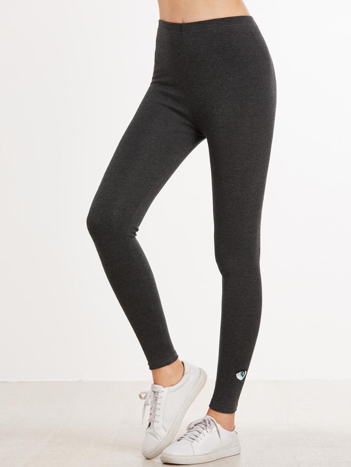 Shein Dark Grey Eyes Print Leggings