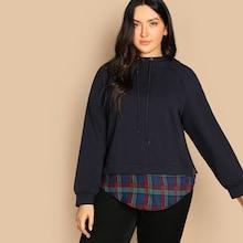 Shein Plus Plaid Panel Hoodie
