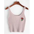 Shein Rose Patch Ribbed Tank Top
