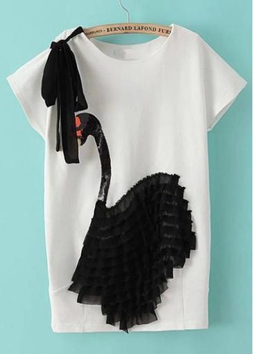 Rosewe Cute Print Design Round Neck Short Sleeve Tees