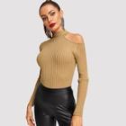 Shein Cut Out Shoulder Form Fitting Rib Sweater