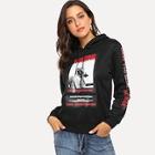 Shein Kangaroo Pocket Figure & Letter Hoodie