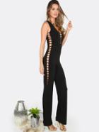 Shein Straight Leg Cut Out Jumpsuit Black