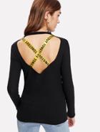 Shein Crisscross Scoop Back Ribbed T-shirt