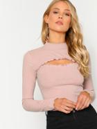 Shein Cutout Front Rib Knit T-shirt