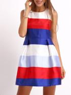 Shein Multicolor Crew Neck Striped Flare Dress