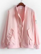 Shein Stand Collar Patch Detail Jacket