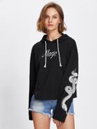 Shein Snake Print Sleeve Hoodie