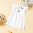 Shein Girls Flutter Sleeve Embroidery Yoke Smock Dress