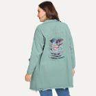 Shein Plus Letter Printed Ripped Denim Coat