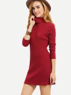 Shein High Neck Ribbed Dress