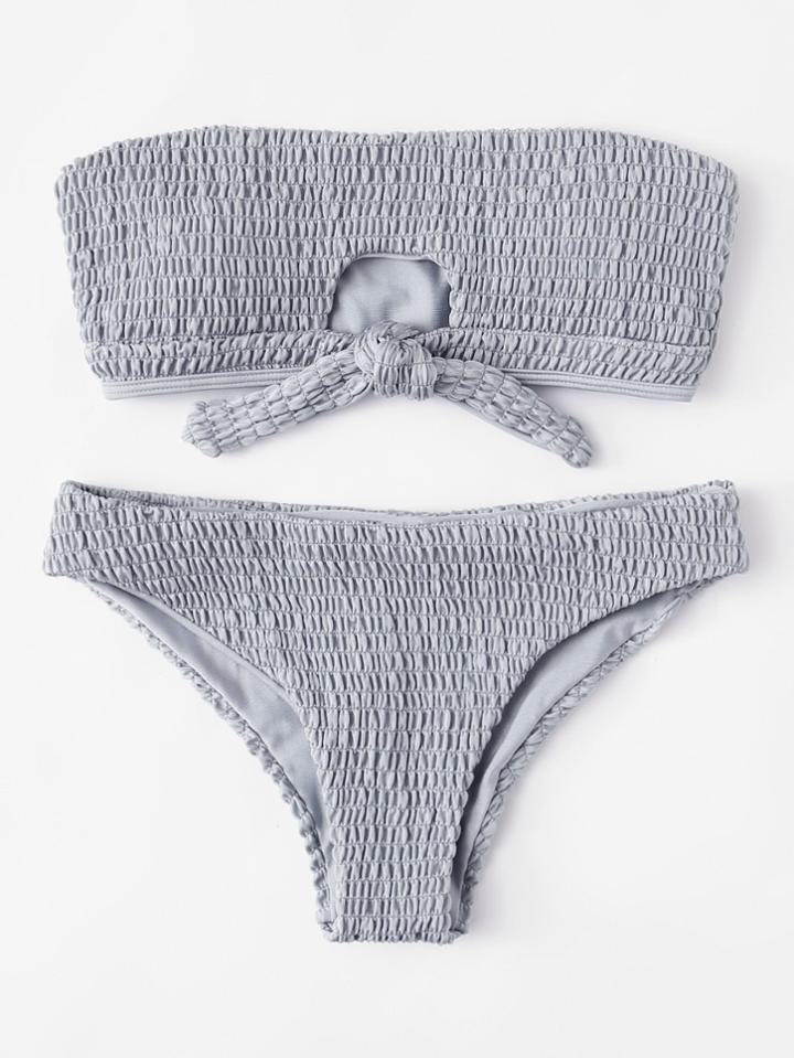 Shein Ruched Knot Bandeau Bikini Set
