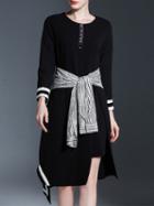 Shein Black Tie-waist Asymmetric Dress