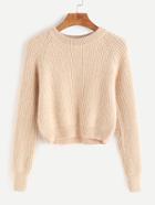 Shein Apricot Raglan Sleeve Crop Sweater