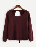 Shein Drop Shoulder Lace Up Open Back Sweater