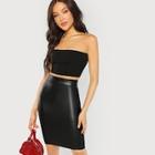 Shein Wide Waistband Solid Skinny Skirt