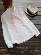 Shein Single Pocket Bunny Ear Neck Blouse