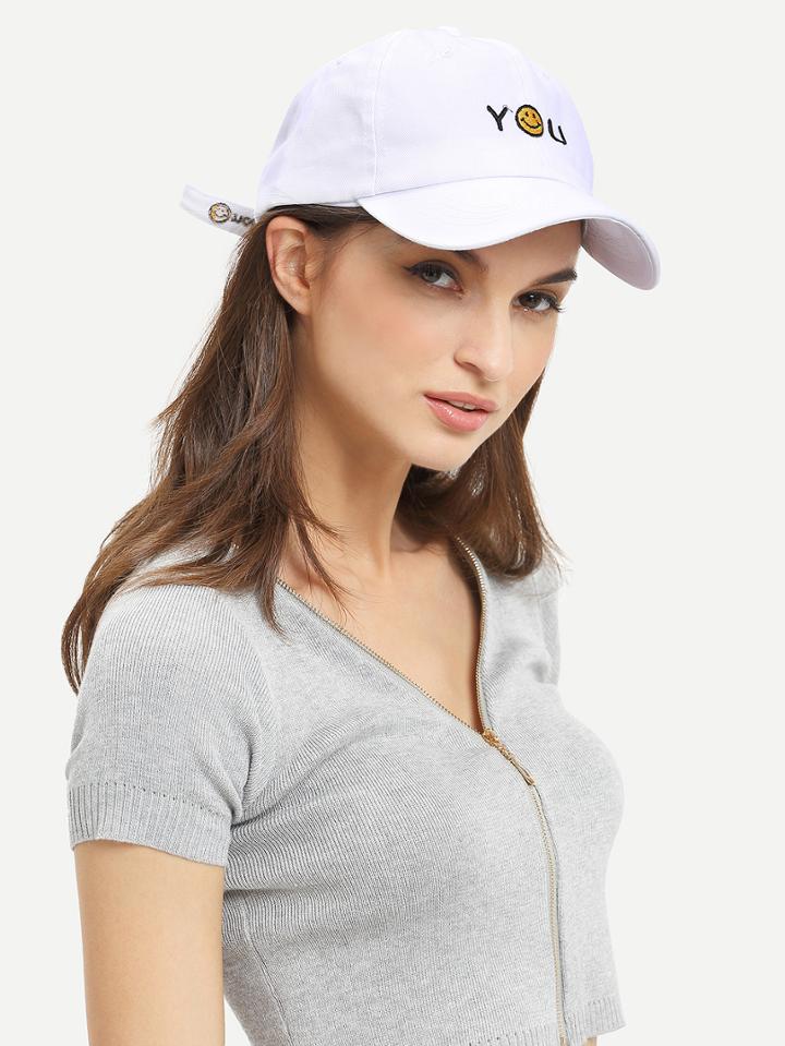 Shein Smiley Face Embroidered Baseball Hat