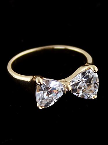 Shein Gold Diamond Bow Ring